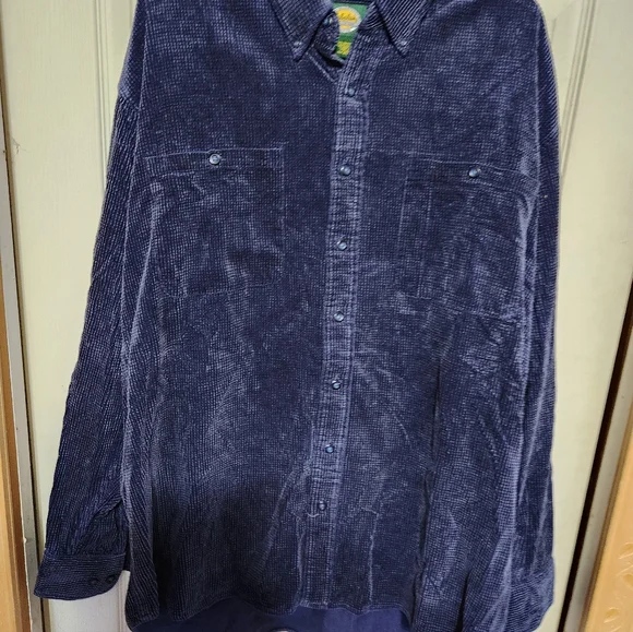 Mens Cabelas Blue Corduroy Button-Up Shirt - Picture 4 of 10